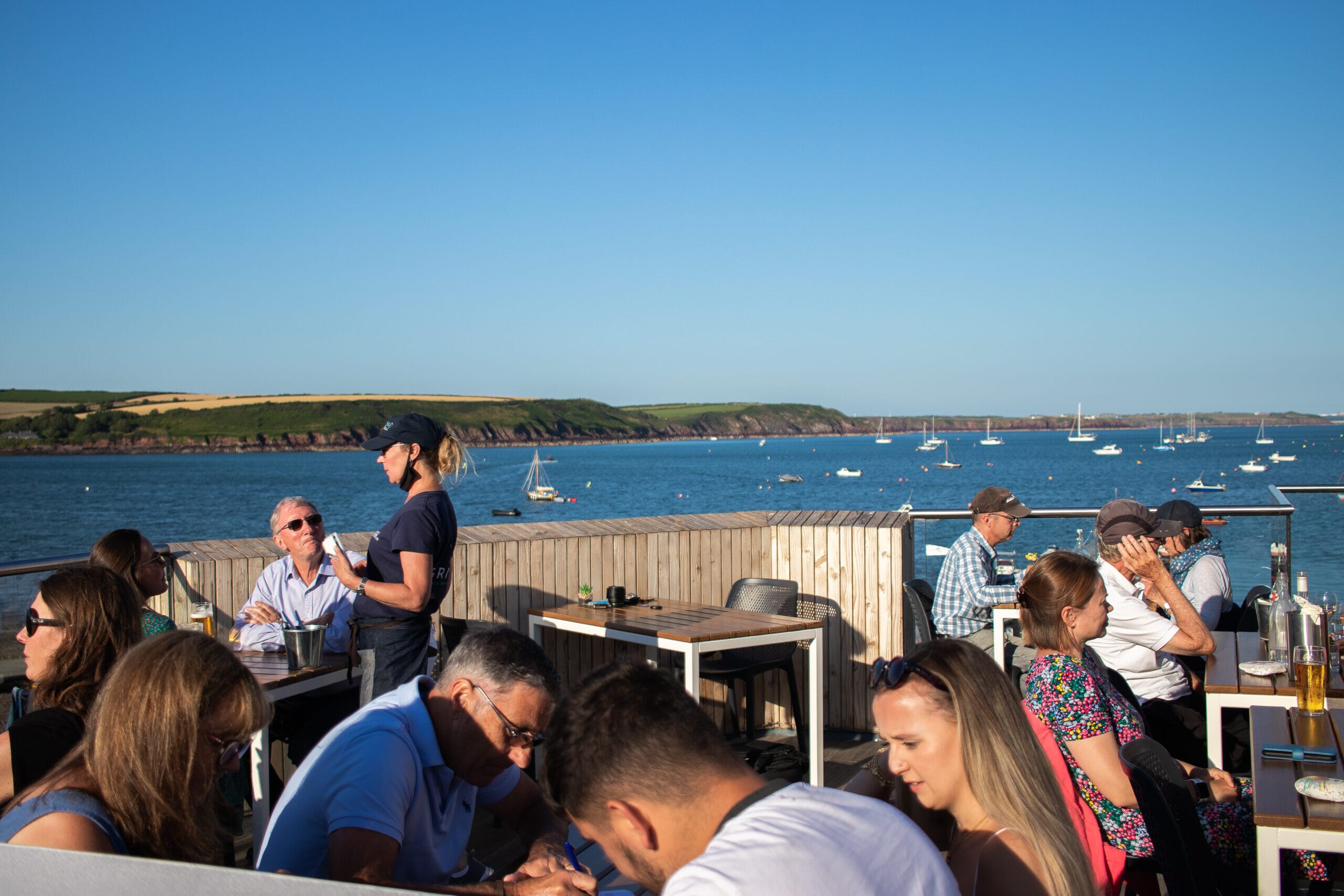 Alfresco dining at the Griffin, Dale, Pembrokeshire. Enjoy seaviews whilst eating award winning fresh seafood